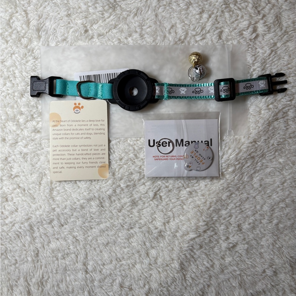 Teal Pet Collar with Paw Print Design